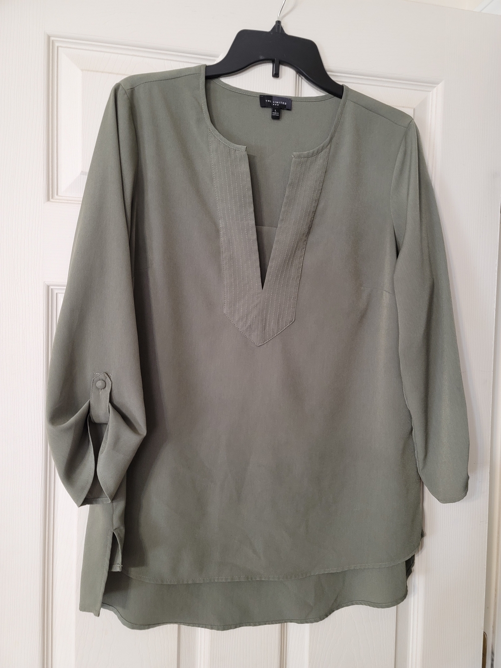 The Limited Olive Green Split-Neck Tunic